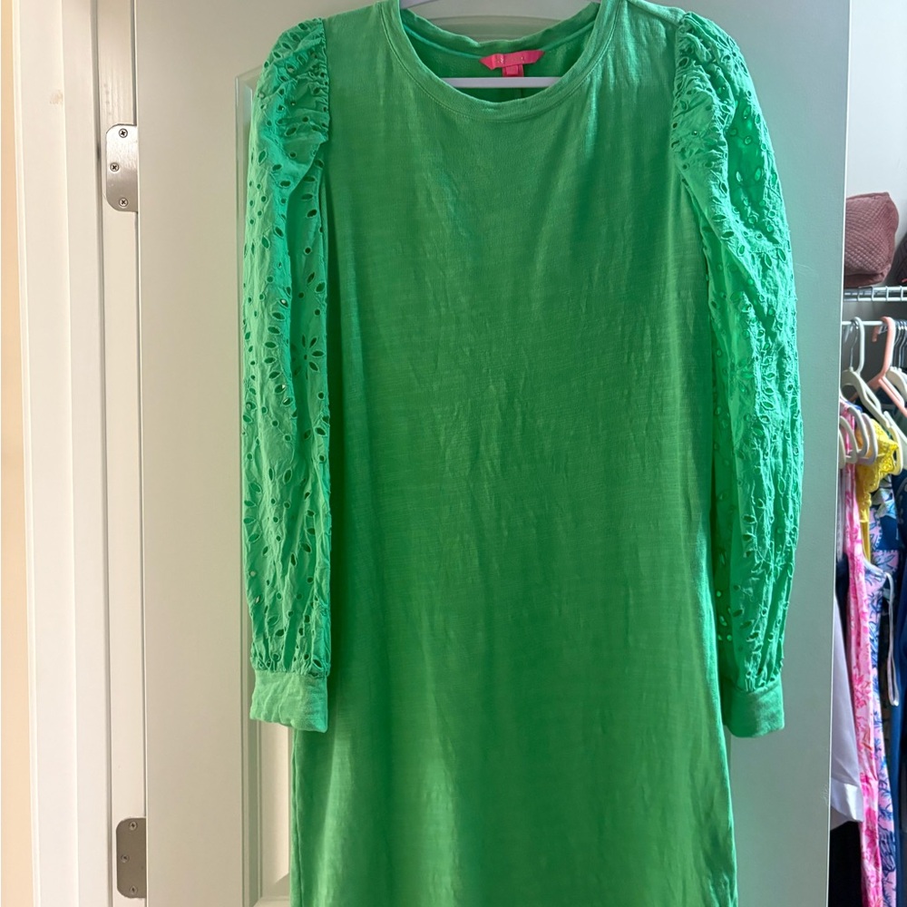Lilly Pulitzer Green Dress with Lace Sleeves
